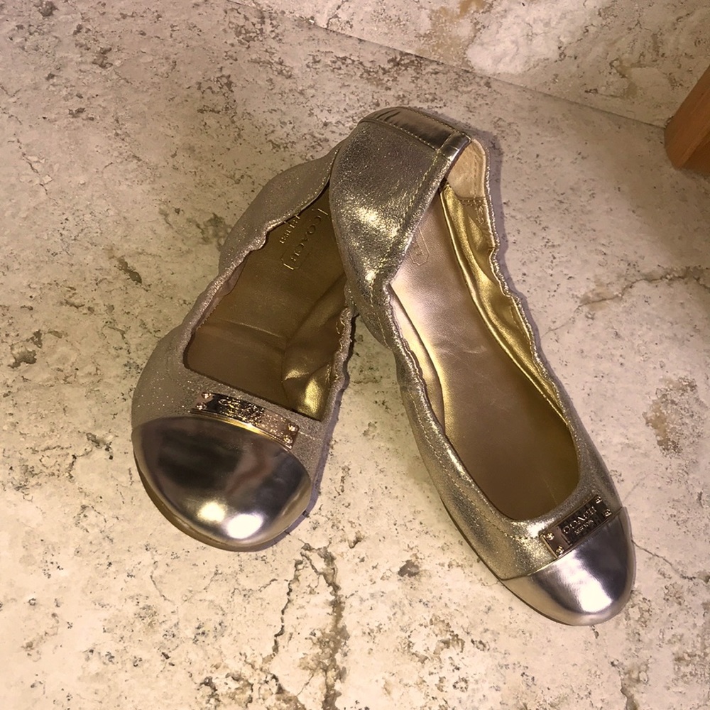 Coach Silver Flats with Metallic Toe Cap